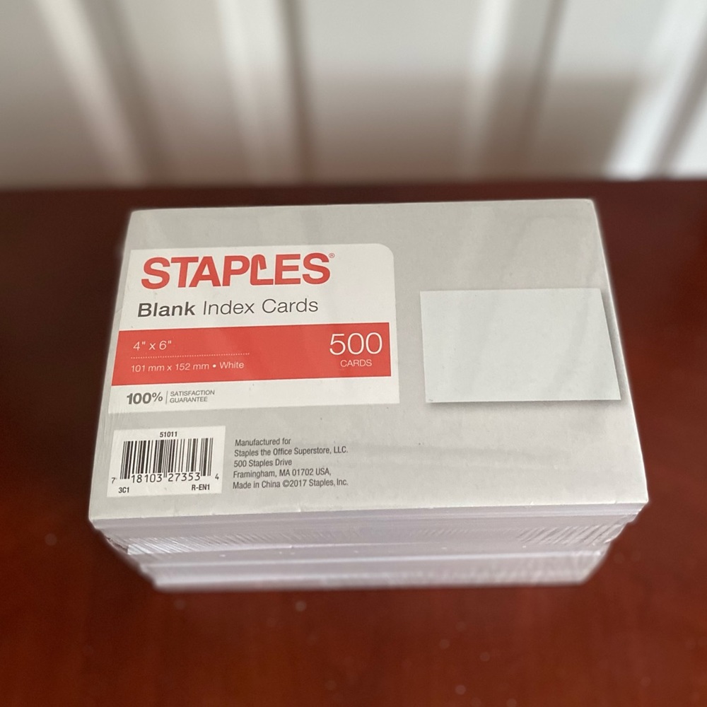 Staples Heavyweight Index Cards White